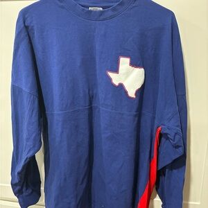 Pressbox Deep Texas flag long sleeved Blue Red Cotton Tee